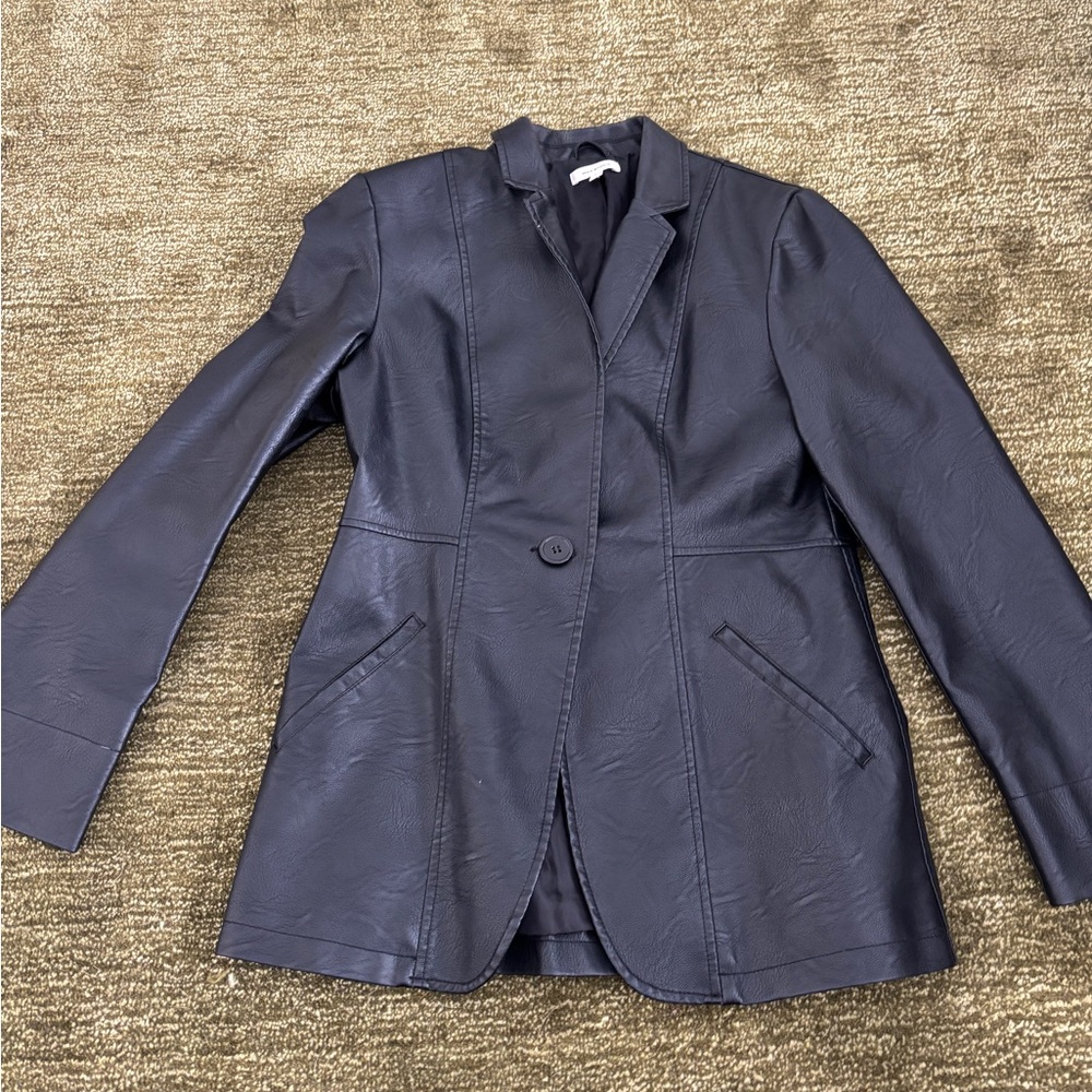 Black Leather Women's Blazer